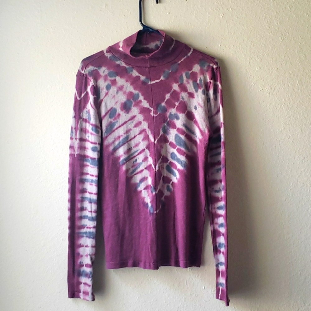 FREE PEOPLE Purple Tye Dye Mock Neck